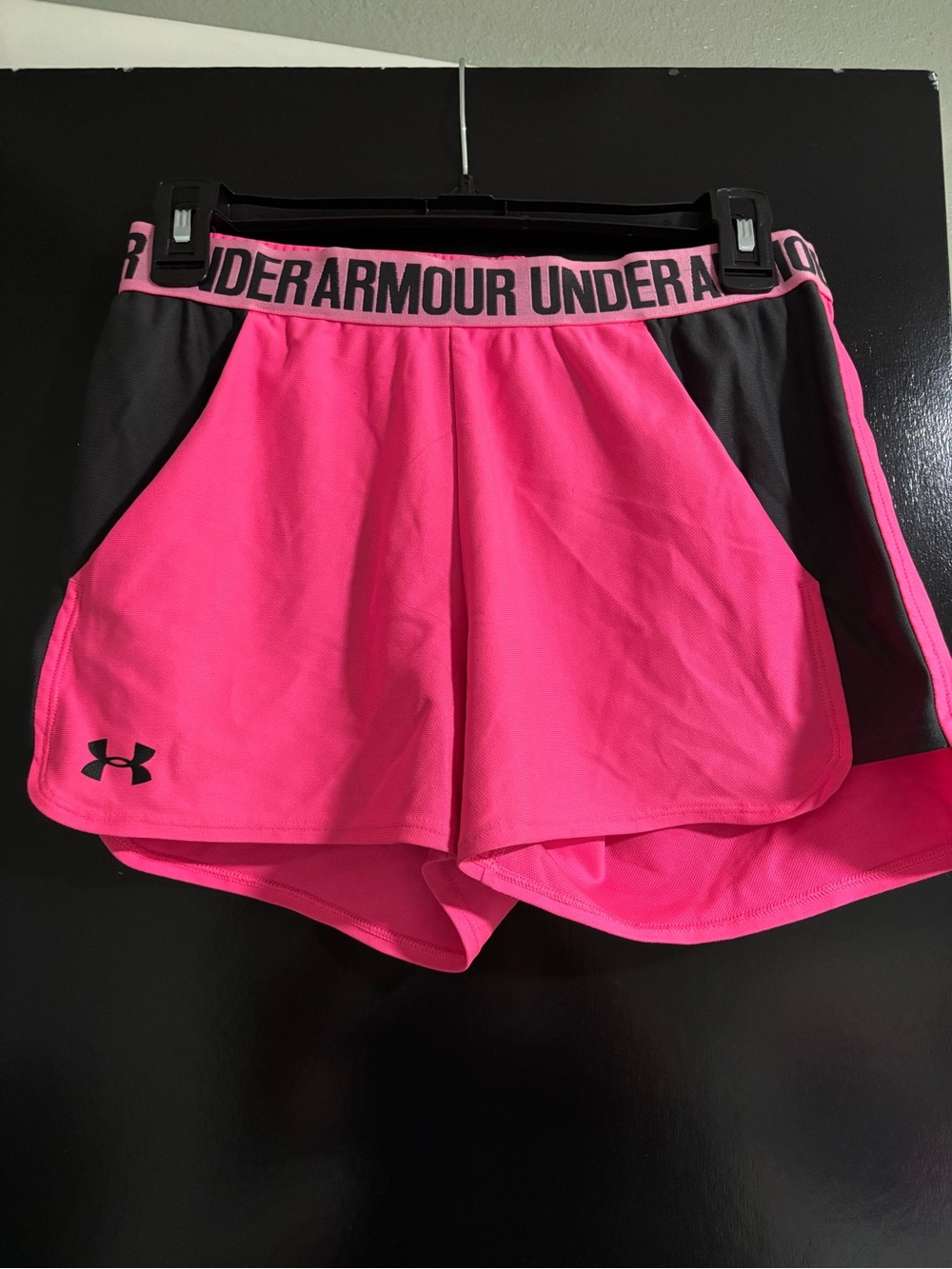 Under Armour Women's Hot Pink and Black Athletic Shorts